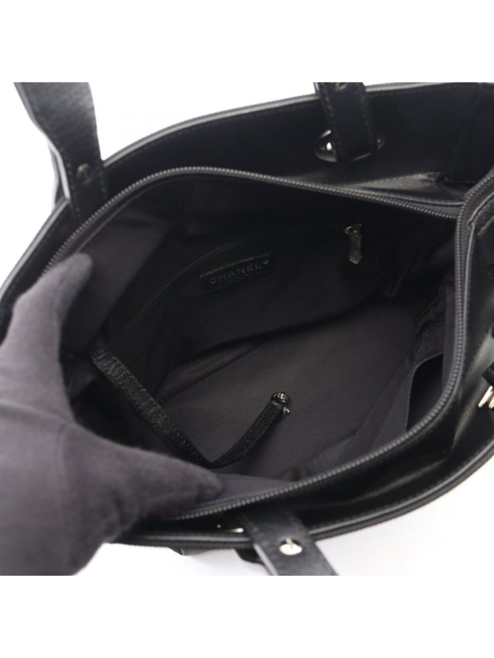 Chanel Tote Paris Biarritz PM Black Canvas Leather PM - Picture 3 of 8